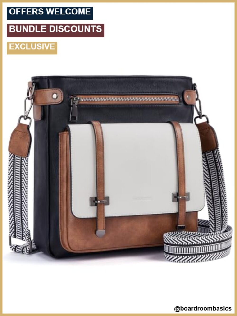 Vegan Leather Crossbody Bag Multi Pocket Adjustable Strap Purse
